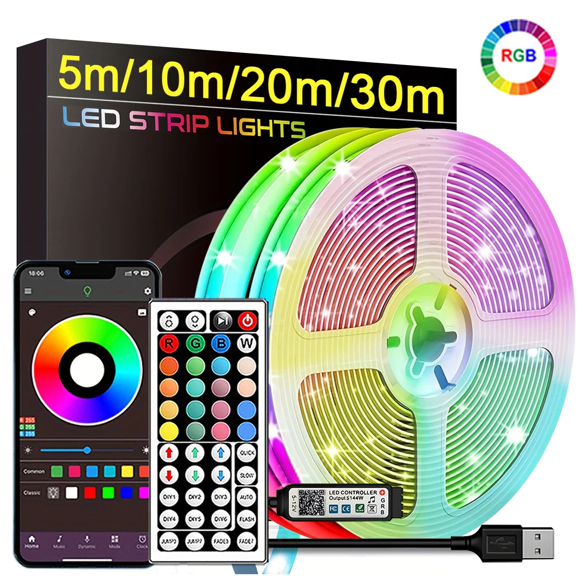 Premium RGB LED Strip Lights – Smart App Control | 5M–30M
